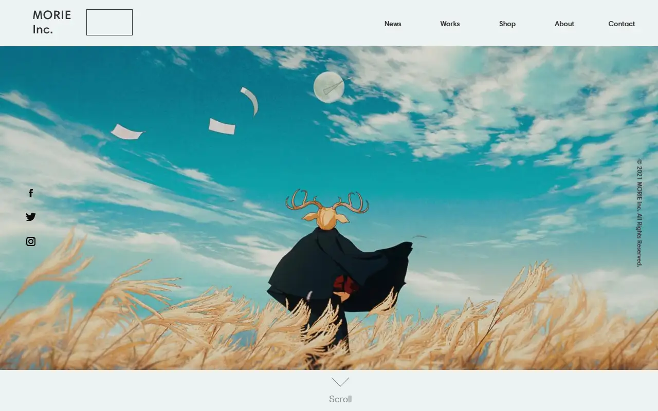 株式会社 MORIEの公式サイトの画面(PC)