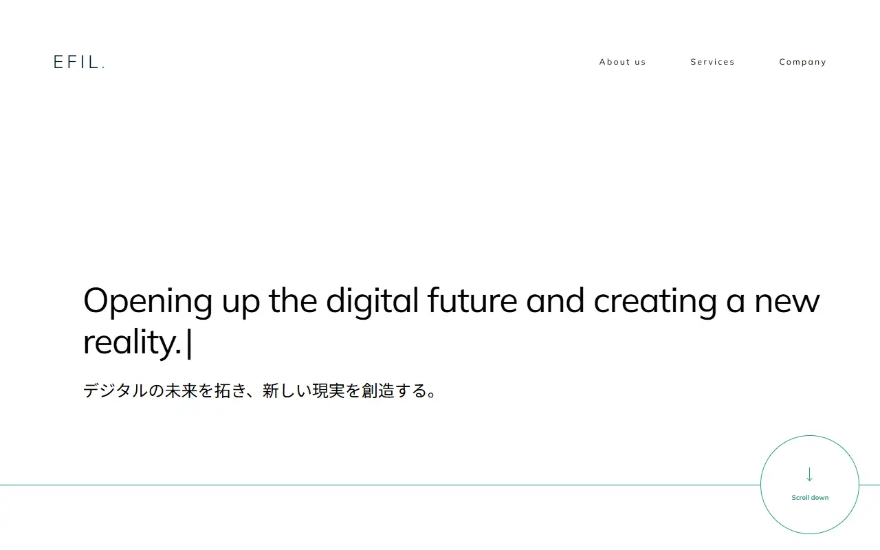 株式会社EFILの公式サイトの画面(PC)