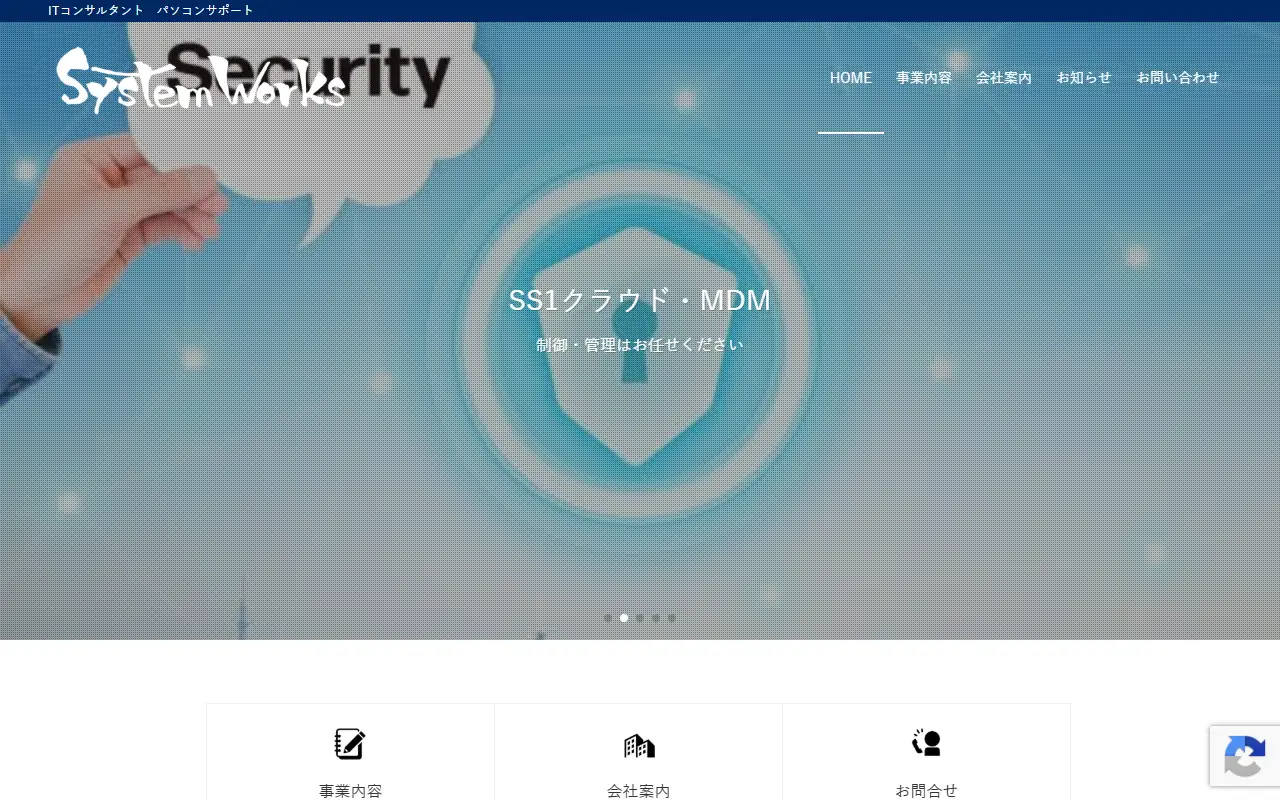 株式会社システムワークスの公式サイトの画面(PC)