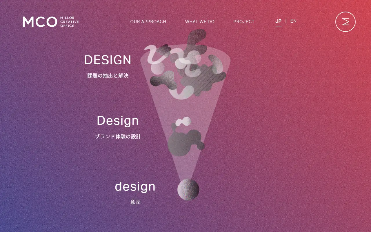 ミラークリエイティブオフィス株式会社の公式サイトの画面(PC)