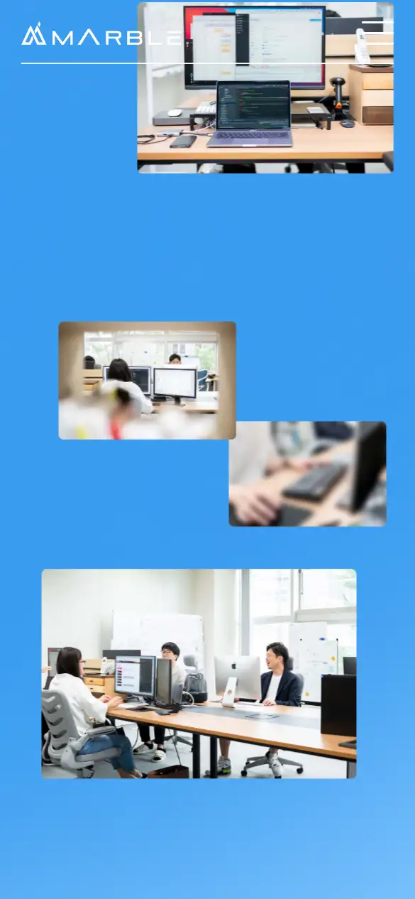 株式会社MARBLEの公式サイトの画面(スマートフォン)