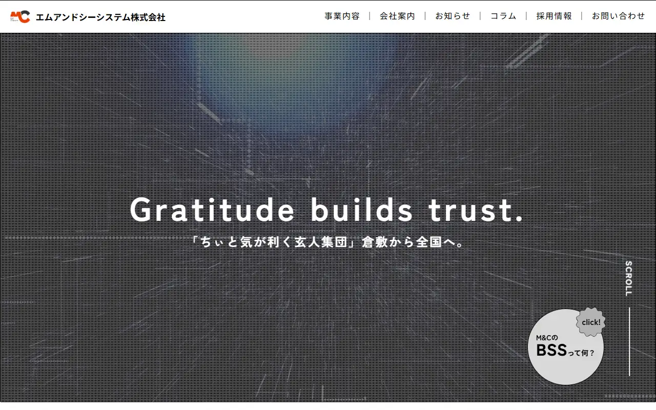 エムアンドシーシステム株式会社の公式サイトの画面(PC)