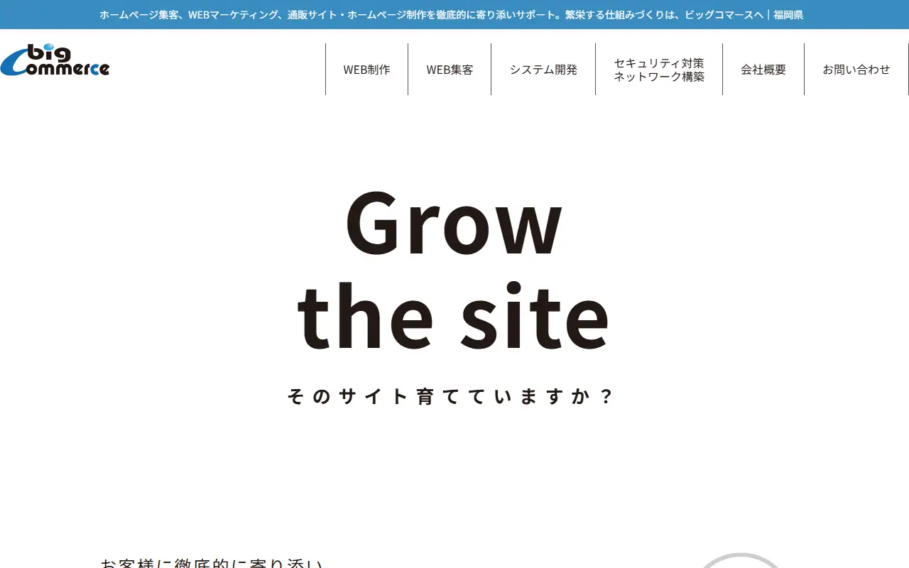 株式会社ビッグコマースの公式サイトの画面(PC)