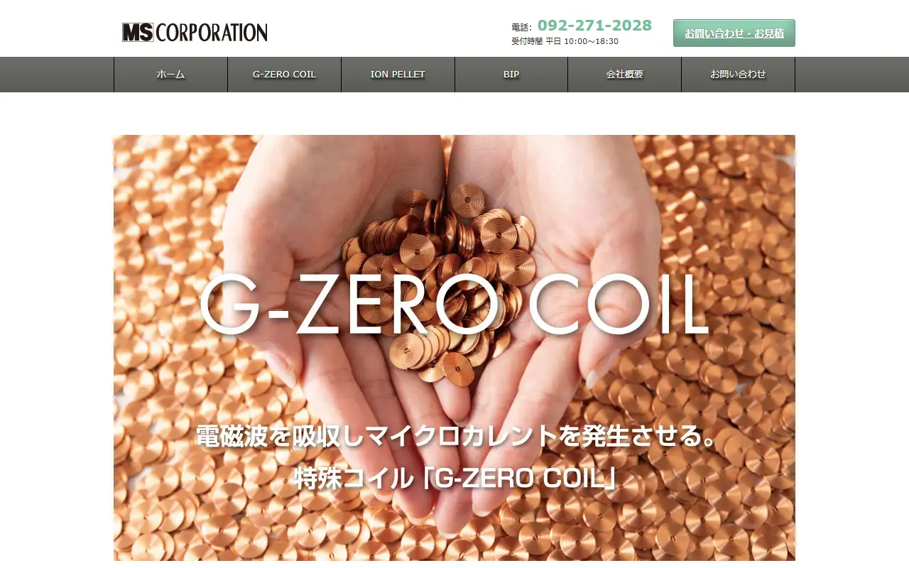 株式会社エムエスコーポレーションの公式サイトの画面(PC)