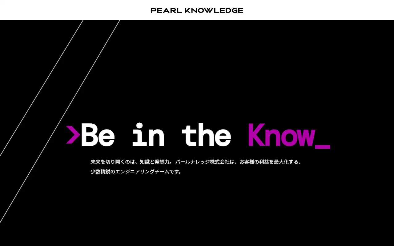 パールナレッジ有限会社の公式サイトの画面(PC)