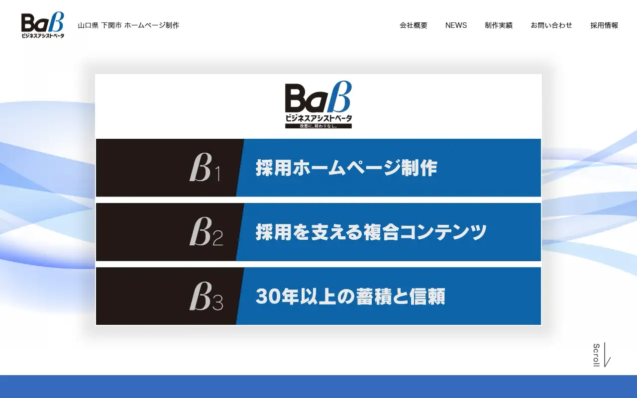 株式会社 ビジネスアシストの公式サイトの画面(PC)