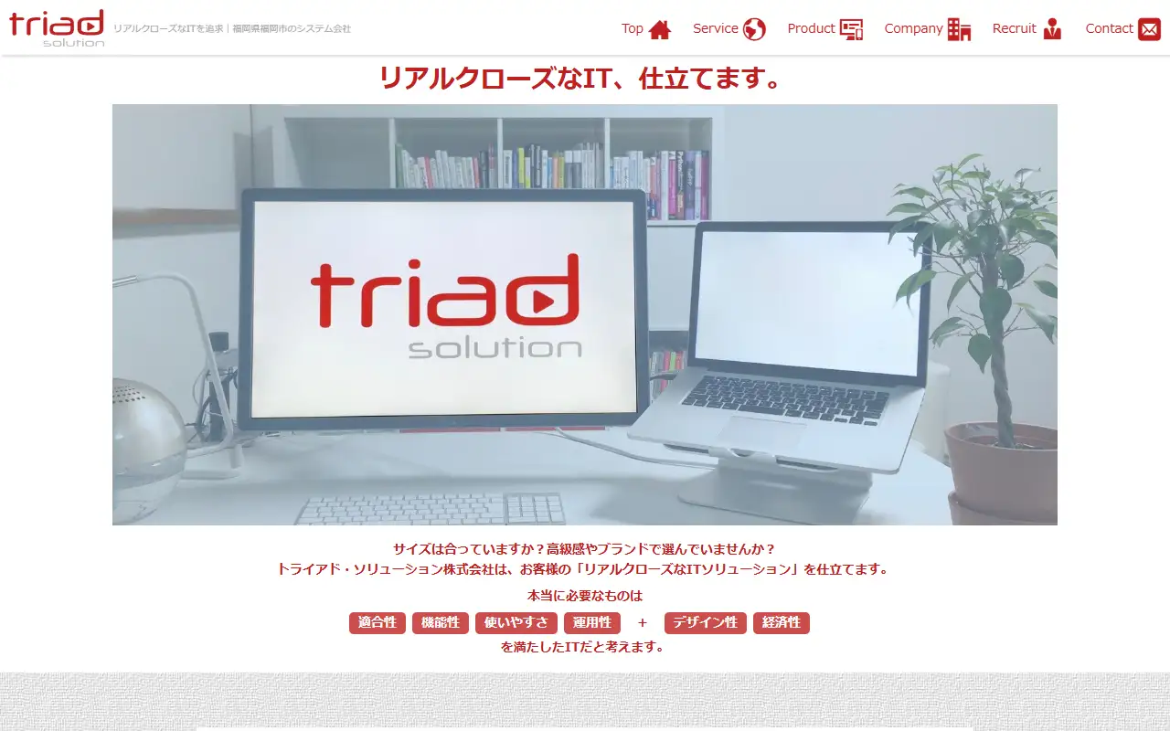 トライアド・ソリューション株式会社の公式サイトの画面(PC)
