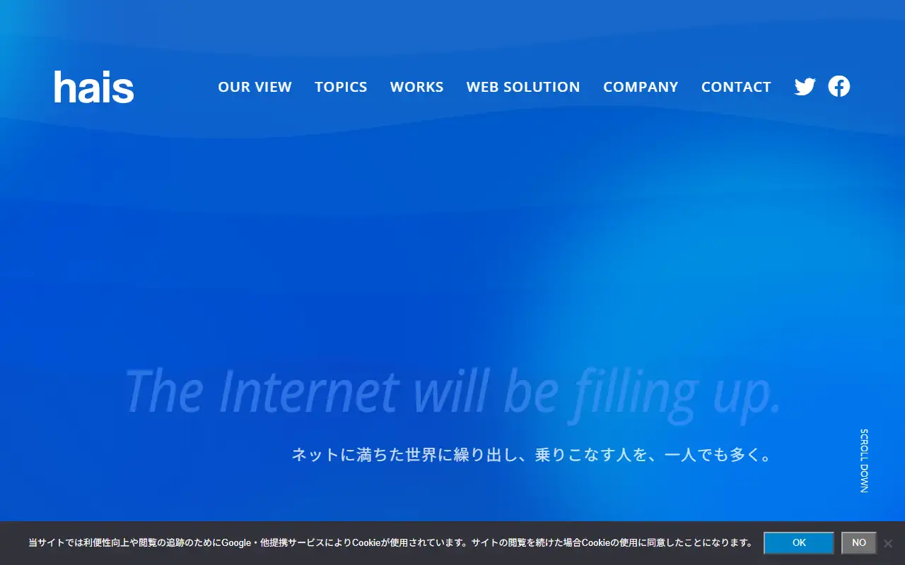 株式会社haisの公式サイトの画面(PC)
