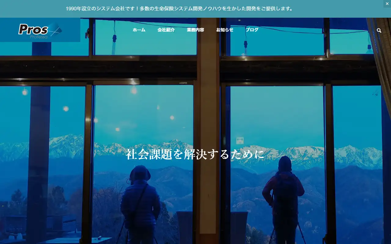 株式会社プロフェッサの公式サイトの画面(PC)