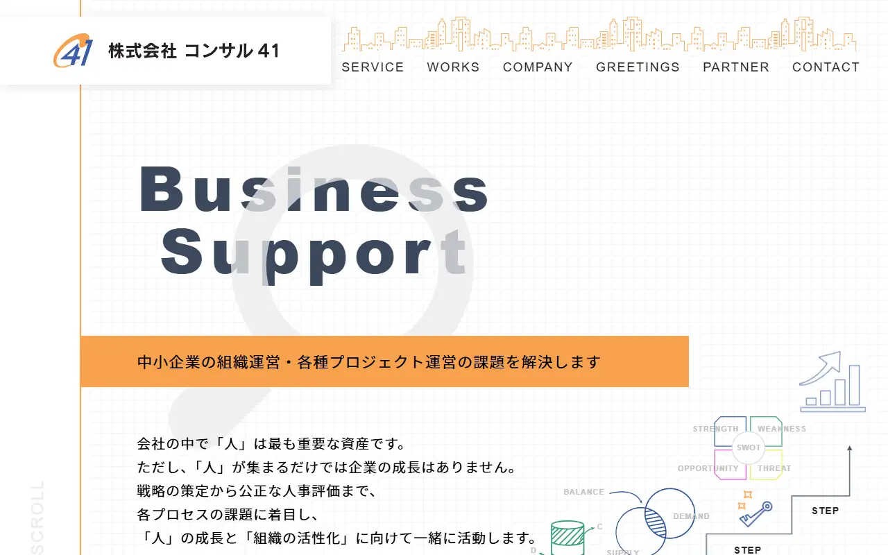 (株)コンサル41の公式サイトの画面(PC)