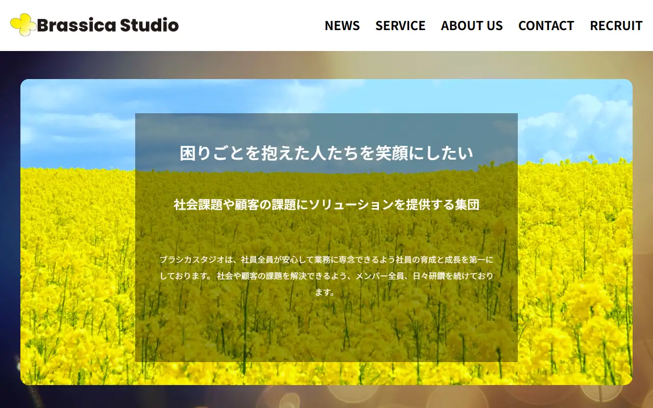 合同会社ブラシカスタジオの公式サイトの画面(PC)