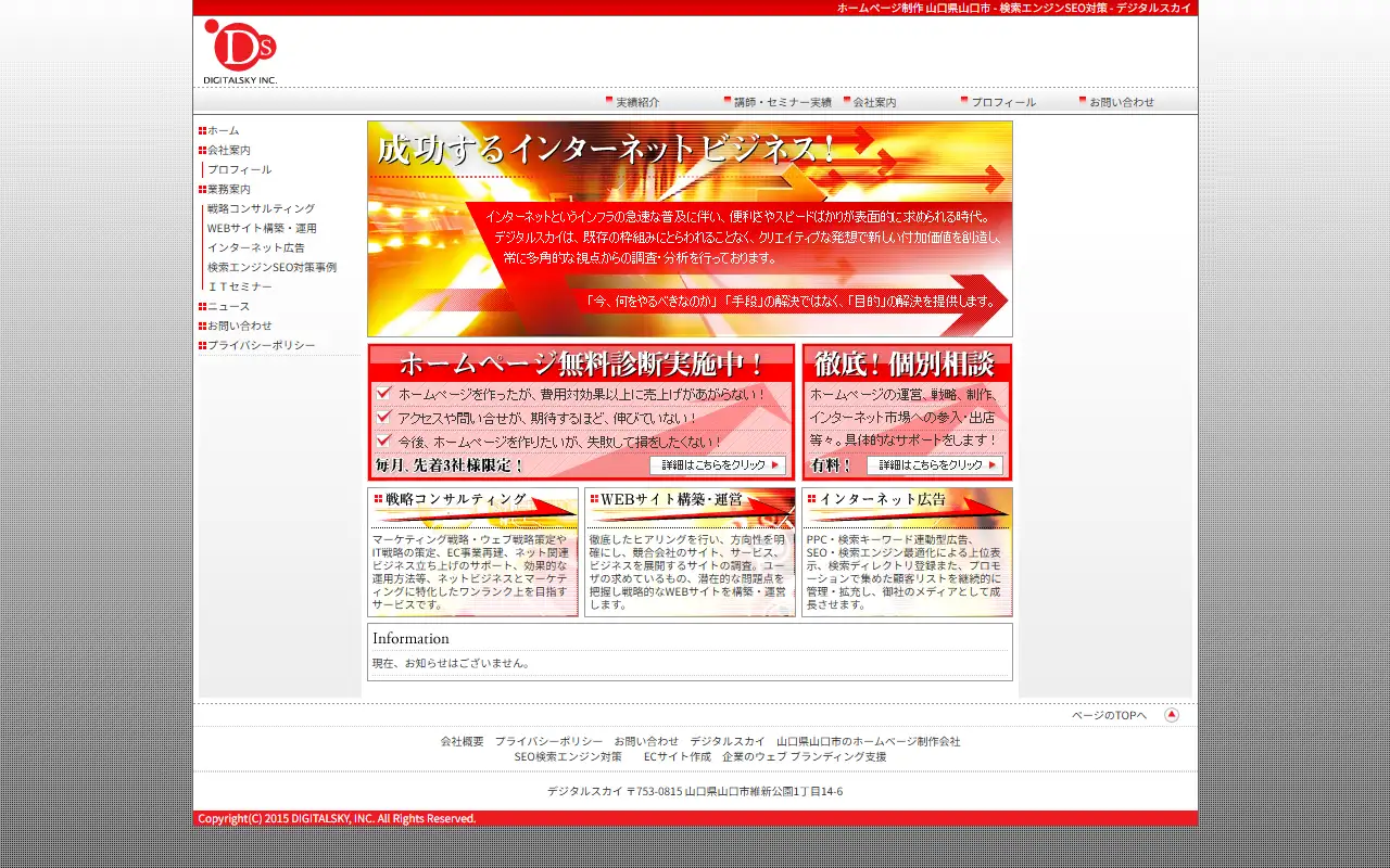 有限会社デジタルスカイの公式サイトの画面(PC)