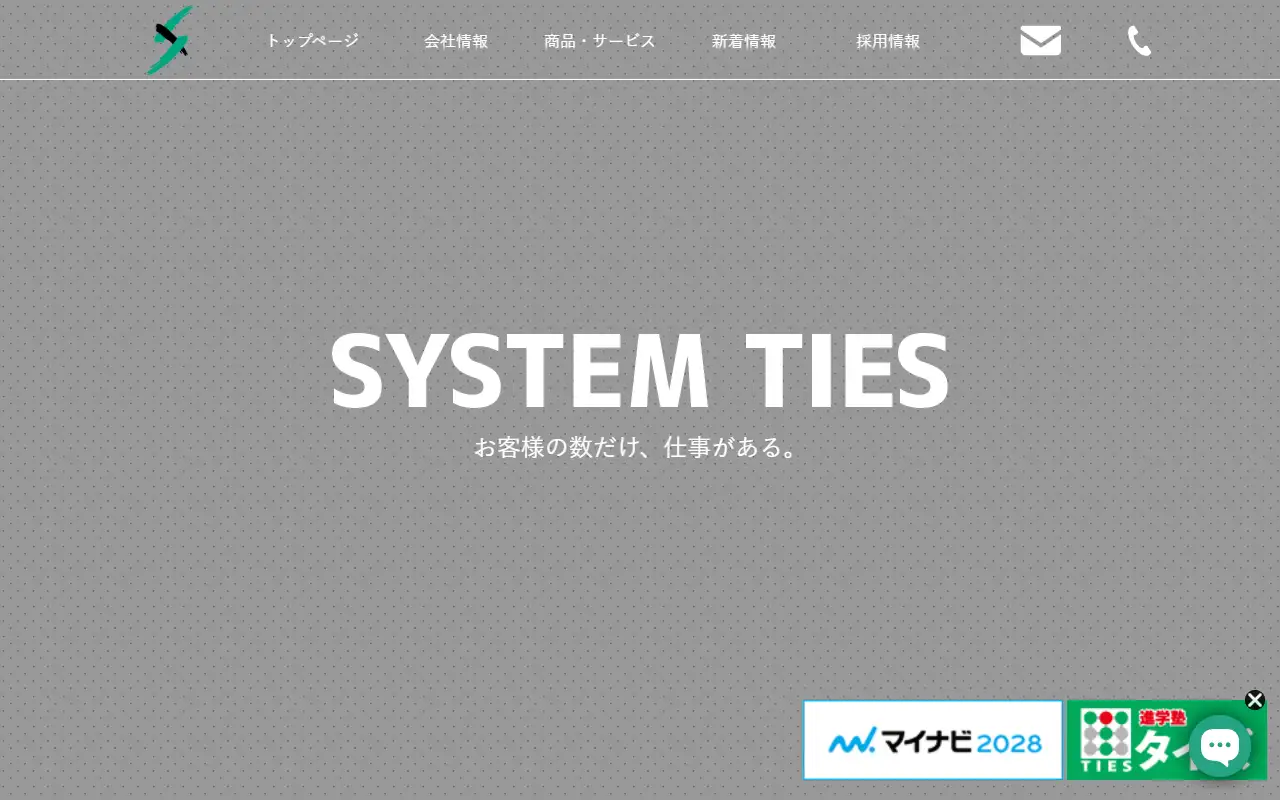 株式会社システムタイズの公式サイトの画面(PC)