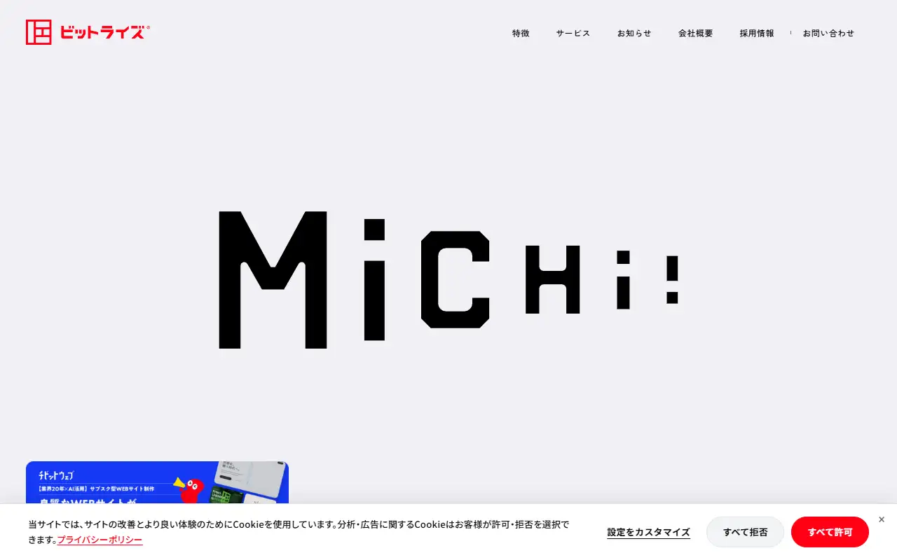 株式会社ビットライズの公式サイトの画面(PC)