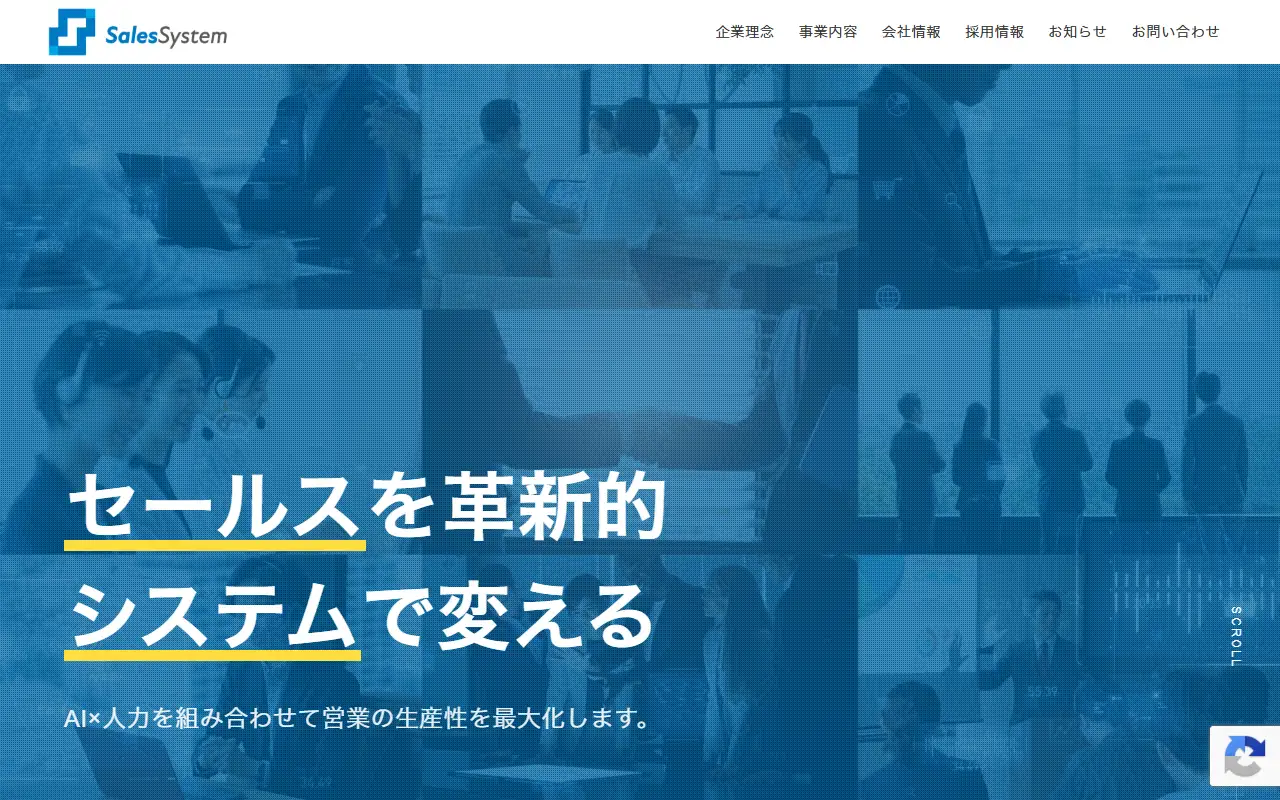 セールスシステム株式会社の公式サイトの画面(PC)